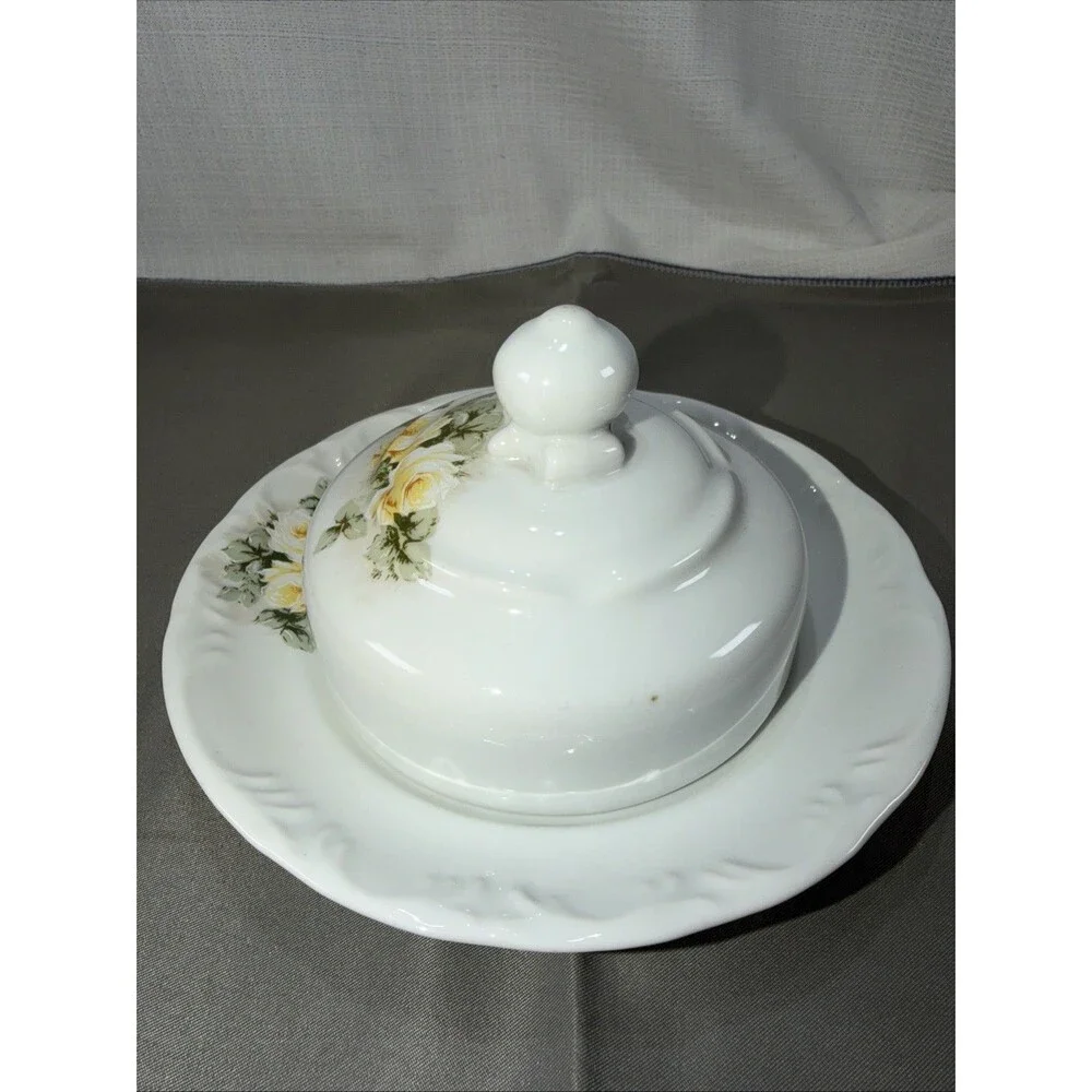 Porcelana Schmidt Brazil Fine China Domed Butter Cheese Serving Dish Set